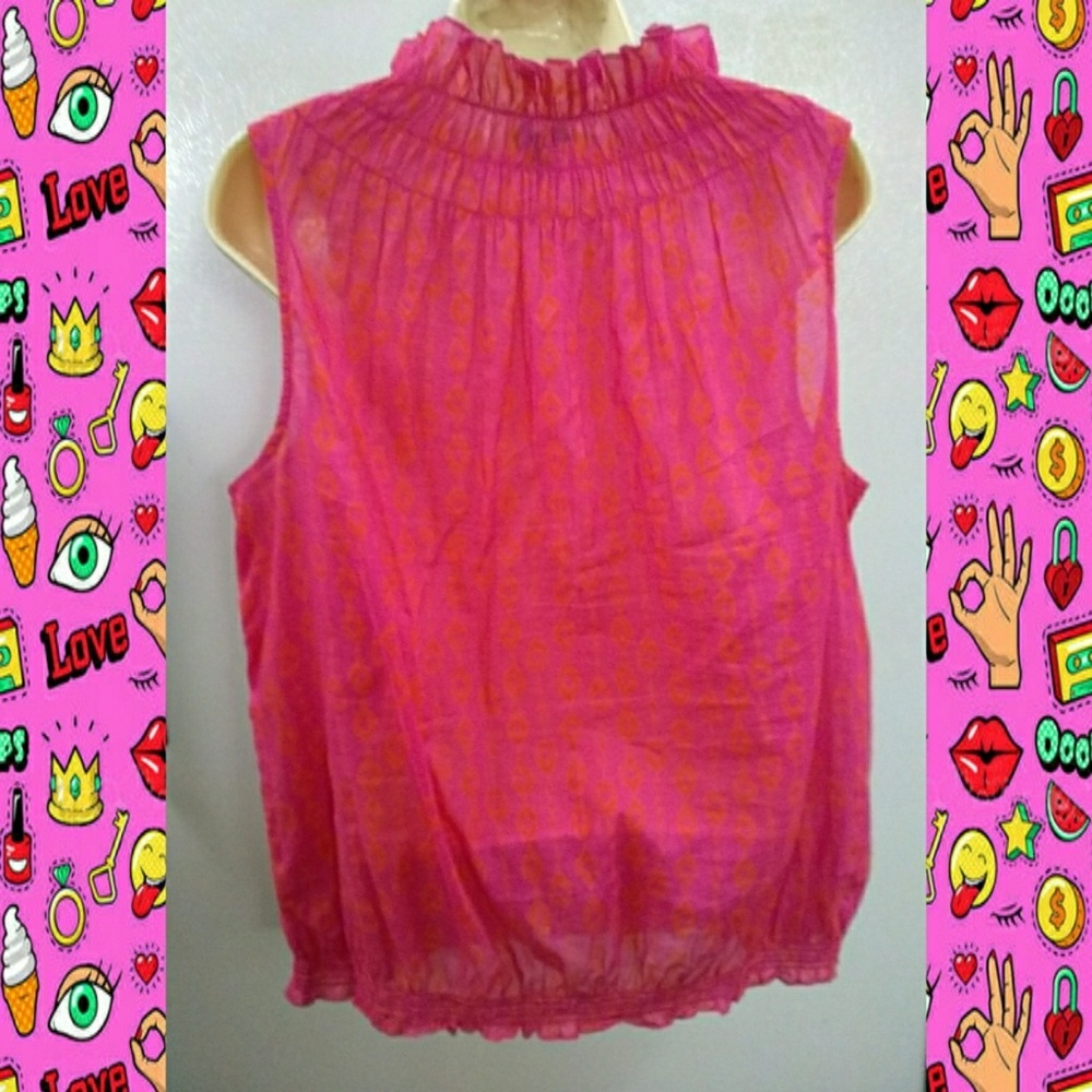 GAP PINK WITH ORANGE ABSTRACT PRINT TUNIC - Picture 2 of 3